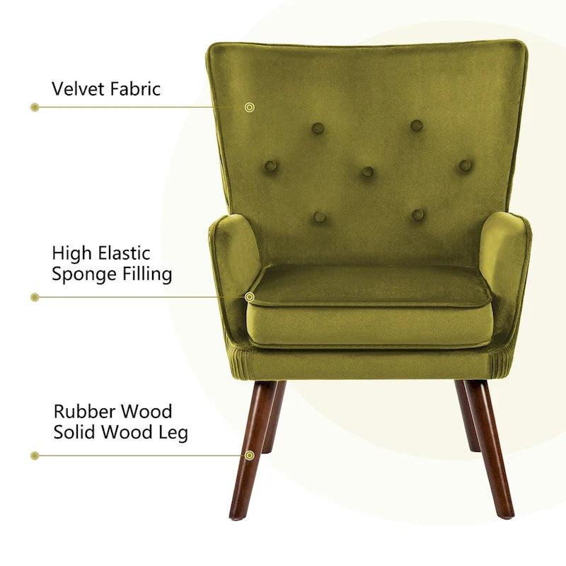 Fauteuil d'appoint en velours pour salon