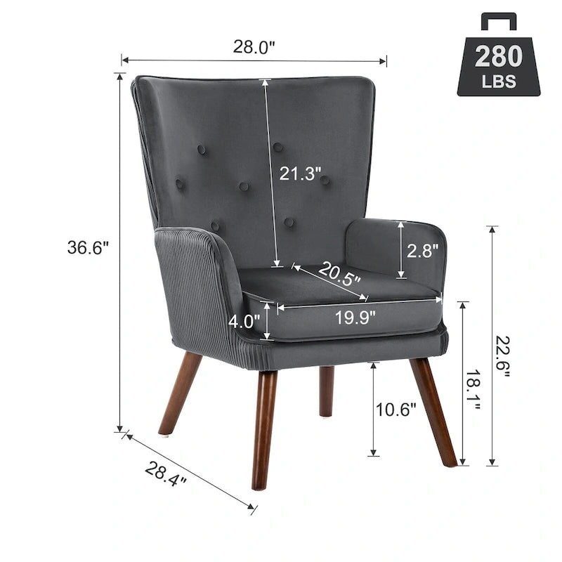 Fauteuil d'appoint en velours pour salon