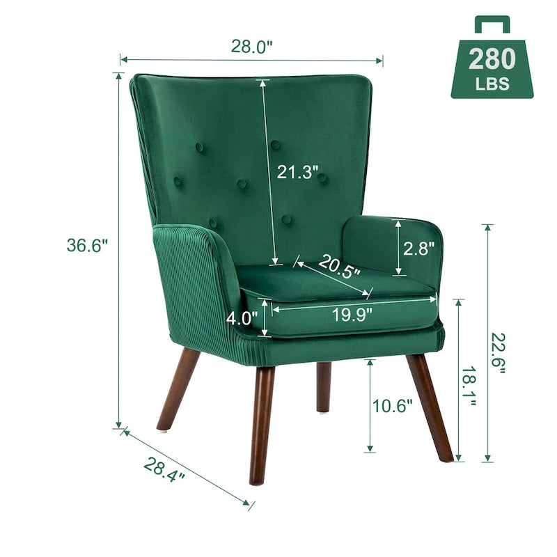 Fauteuil d'appoint en velours pour salon