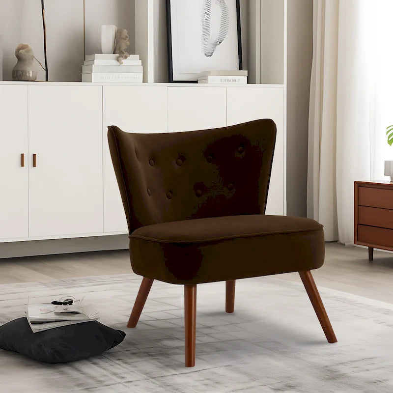 Fauteuil d'appoint capitonné en velours pour salon - 70 cm (L) x 71 cm (P) x 80 cm (H)