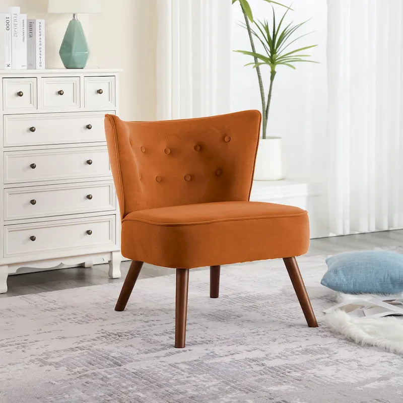 Fauteuil d'appoint capitonné en velours pour salon - 70 cm (L) x 71 cm (P) x 80 cm (H)