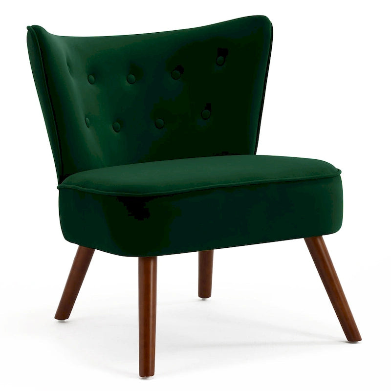 Fauteuil d'appoint capitonné en velours pour salon - 70 cm (L) x 71 cm (P) x 80 cm (H)