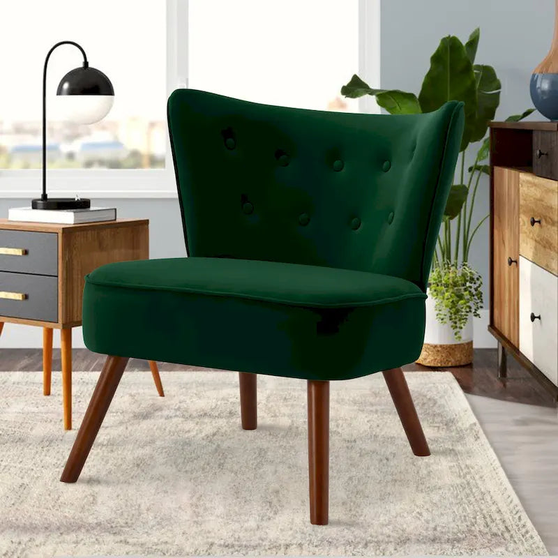 Fauteuil d'appoint capitonné en velours pour salon - 70 cm (L) x 71 cm (P) x 80 cm (H)