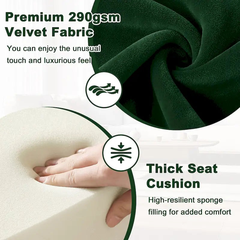 Fauteuil d'appoint capitonné en velours pour salon - 70 cm (L) x 71 cm (P) x 80 cm (H)