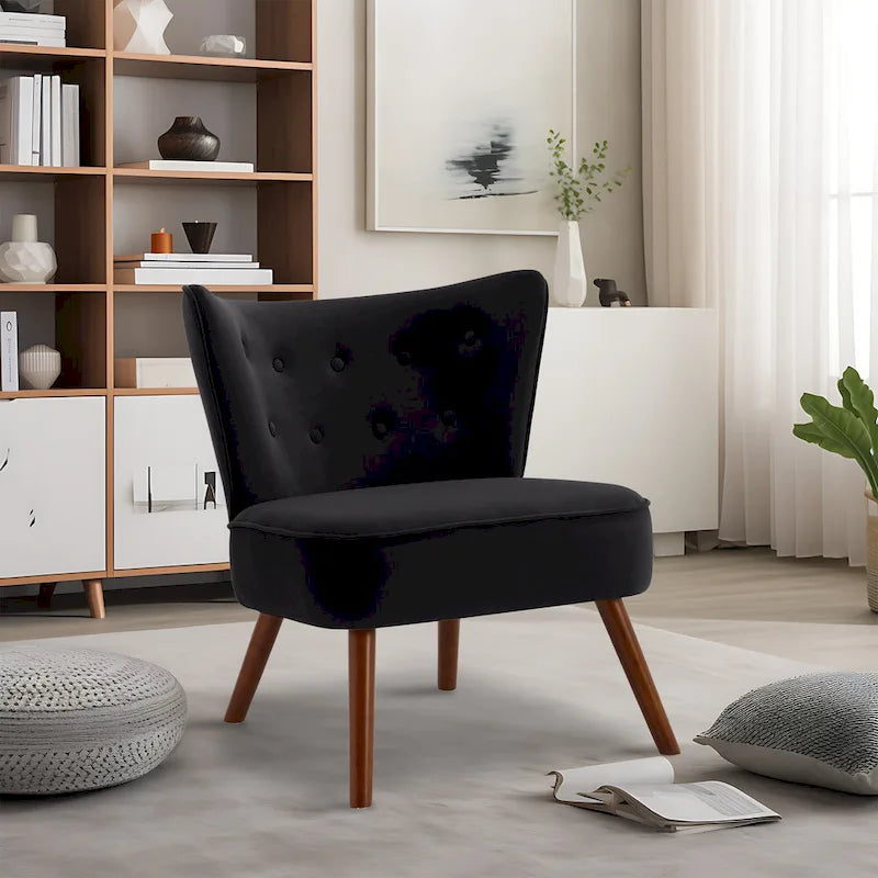 Fauteuil d'appoint capitonné en velours pour salon - 70 cm (L) x 71 cm (P) x 80 cm (H)