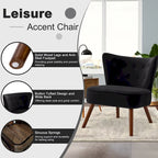 Fauteuil d'appoint capitonné en velours pour salon - 70 cm (L) x 71 cm (P) x 80 cm (H)