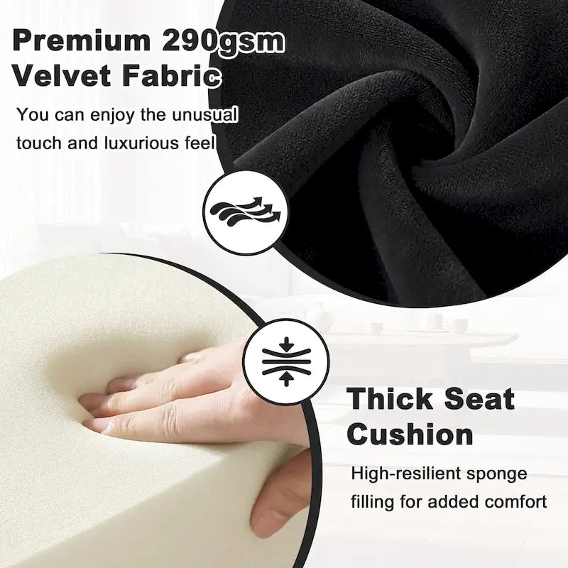 Fauteuil d'appoint capitonné en velours pour salon - 70 cm (L) x 71 cm (P) x 80 cm (H)