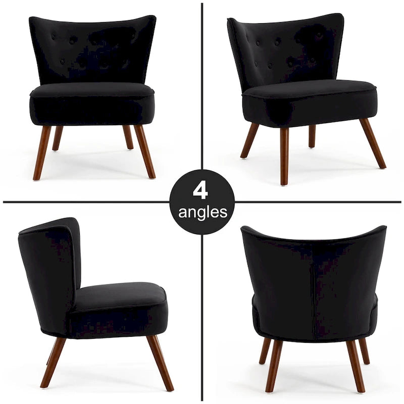 Fauteuil d'appoint capitonné en velours pour salon - 70 cm (L) x 71 cm (P) x 80 cm (H)