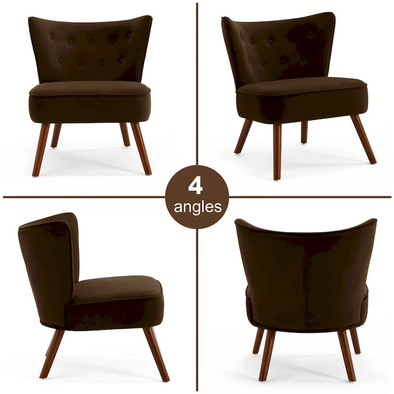 Fauteuil d'appoint capitonné en velours pour salon - 70 cm (L) x 71 cm (P) x 80 cm (H)