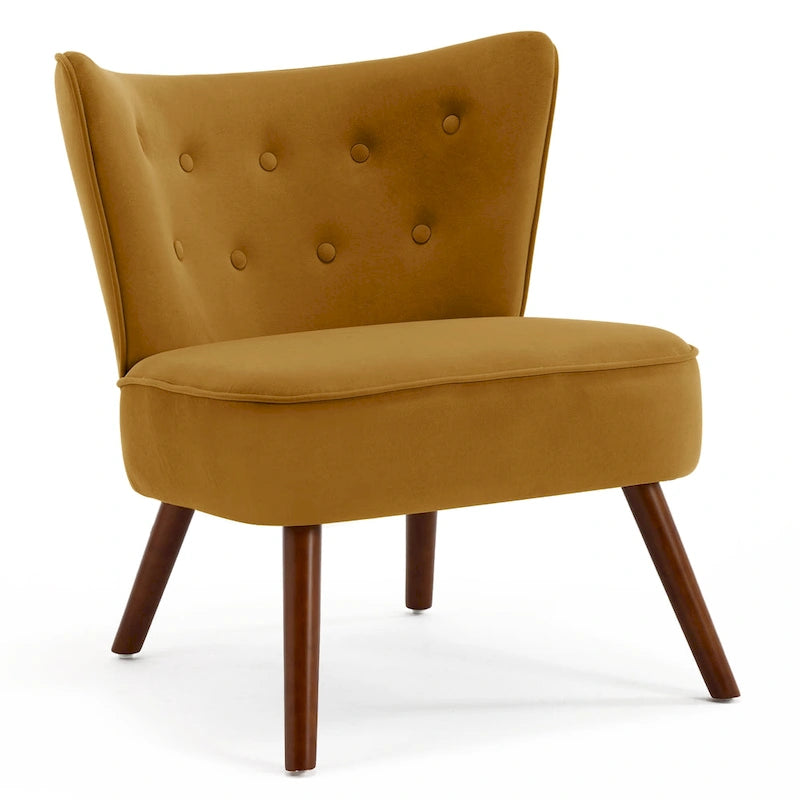 Fauteuil d'appoint capitonné en velours pour salon - 70 cm (L) x 71 cm (P) x 80 cm (H)
