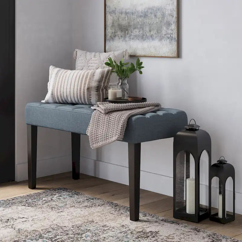 Banc capitonné en tissu CorLiving California