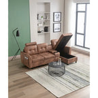 Canapé d'angle convertible en L avec rangement intégré, revêtement en velours/PU/tissu HOMEFUN