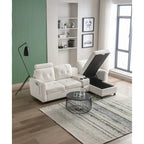 Canapé d'angle convertible en L avec rangement intégré, revêtement en velours/PU/tissu HOMEFUN