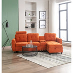 Canapé d'angle convertible en L avec rangement intégré, revêtement en velours/PU/tissu HOMEFUN