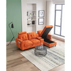 Canapé d'angle convertible en L avec rangement intégré, revêtement en velours/PU/tissu HOMEFUN