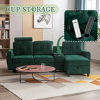 Canapé d'angle convertible en L avec rangement intégré, revêtement en velours/PU/tissu HOMEFUN