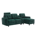 Canapé d'angle convertible en L avec rangement intégré, revêtement en velours/PU/tissu HOMEFUN