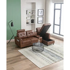 Canapé d'angle convertible en L avec rangement intégré, revêtement en velours/PU/tissu HOMEFUN