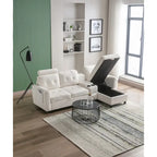 Canapé d'angle convertible en L avec rangement intégré, revêtement en velours/PU/tissu HOMEFUN