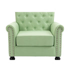 Fauteuil d'appoint moderne du milieu du siècle, fauteuil en lin avec dossier capitonné et pieds en bois