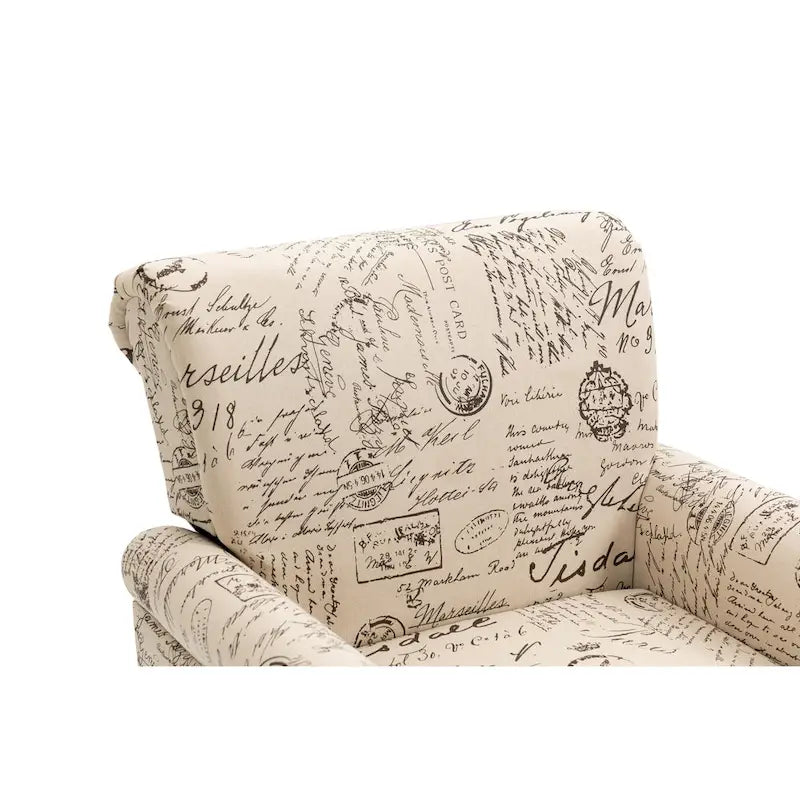 Fauteuil d'appoint moderne du milieu du siècle, fauteuil en lin avec dossier capitonné et pieds en bois