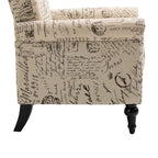 Fauteuil d'appoint moderne du milieu du siècle, fauteuil en lin avec dossier capitonné et pieds en bois