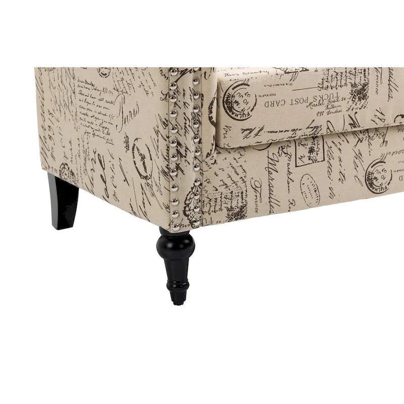 Fauteuil d'appoint moderne du milieu du siècle, fauteuil en lin avec dossier capitonné et pieds en bois