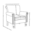 Fauteuil d'appoint moderne du milieu du siècle, fauteuil en lin avec dossier capitonné et pieds en bois