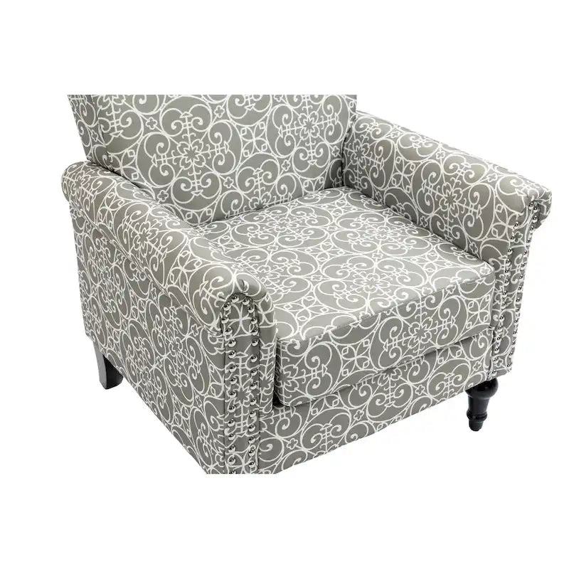 Fauteuil d'appoint moderne du milieu du siècle, fauteuil en lin avec dossier capitonné et pieds en bois