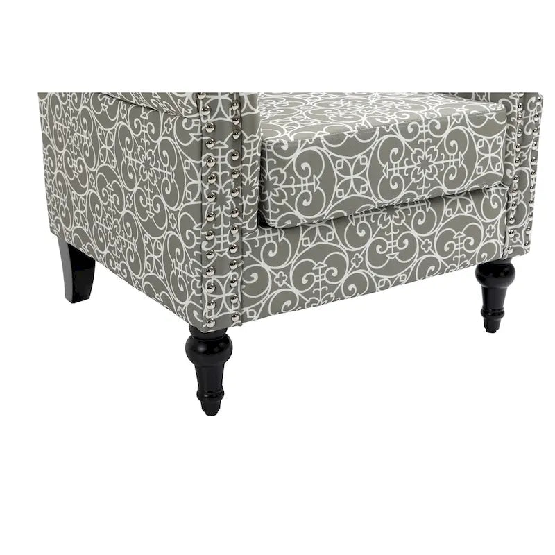 Fauteuil d'appoint moderne du milieu du siècle, fauteuil en lin avec dossier capitonné et pieds en bois