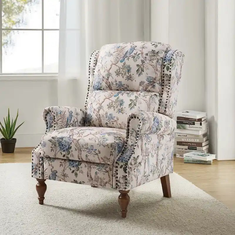 Terri Classic Cutaway Arms with Nailheads Manual Recliner for Living Room by HULALA HOME