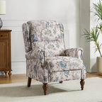 Fauteuil inclinable manuel Terri Classic à accoudoirs découpés et clous décoratifs pour salon, par HULALA HOME