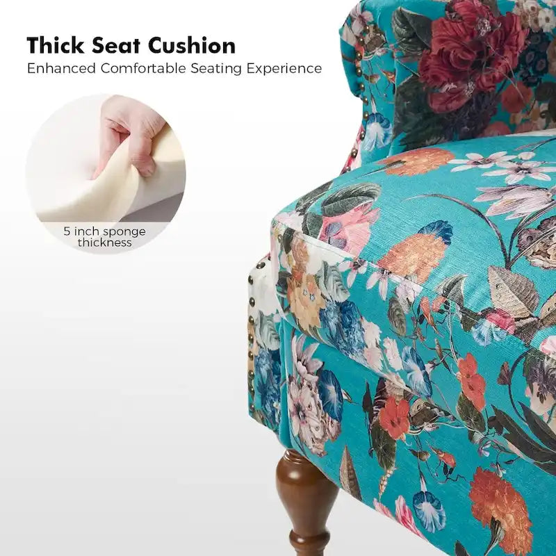 Fauteuil inclinable manuel Terri Classic à accoudoirs découpés et clous décoratifs pour salon, par HULALA HOME