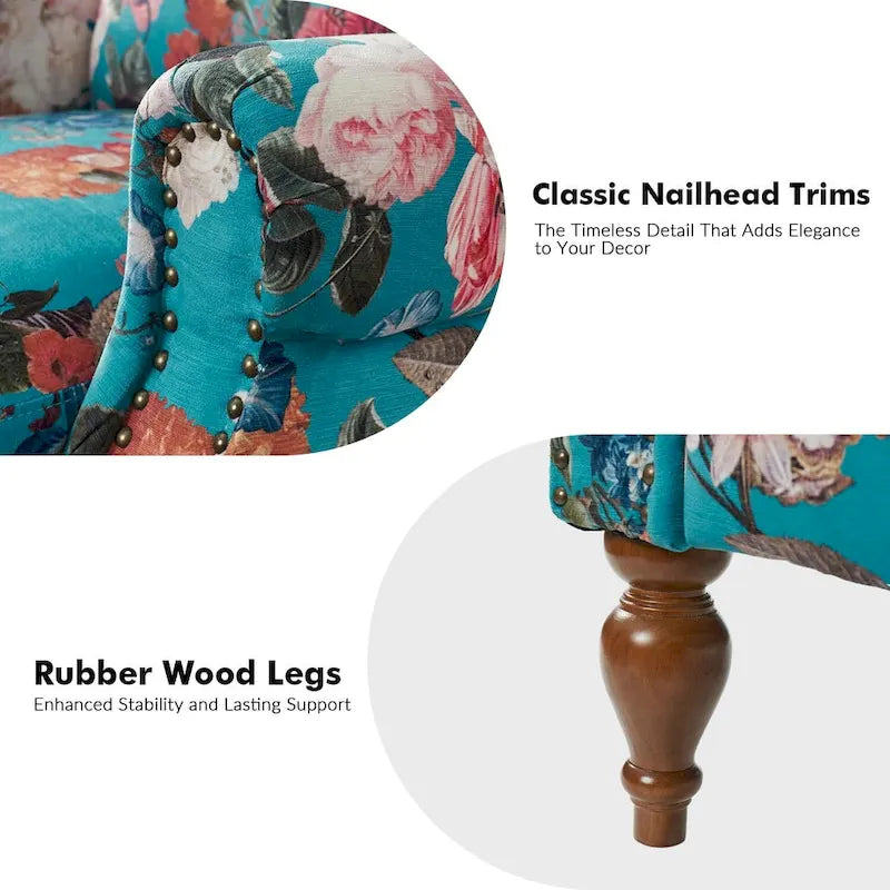 Fauteuil inclinable manuel Terri Classic à accoudoirs découpés et clous décoratifs pour salon, par HULALA HOME