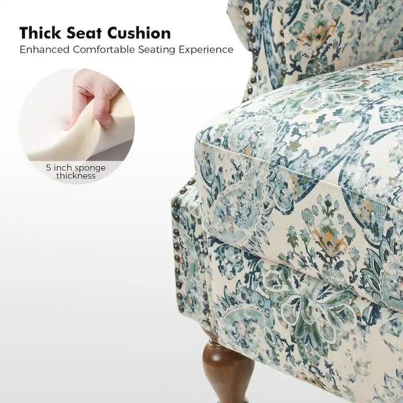 Fauteuil inclinable manuel Terri Classic à accoudoirs découpés et clous décoratifs pour salon, par HULALA HOME