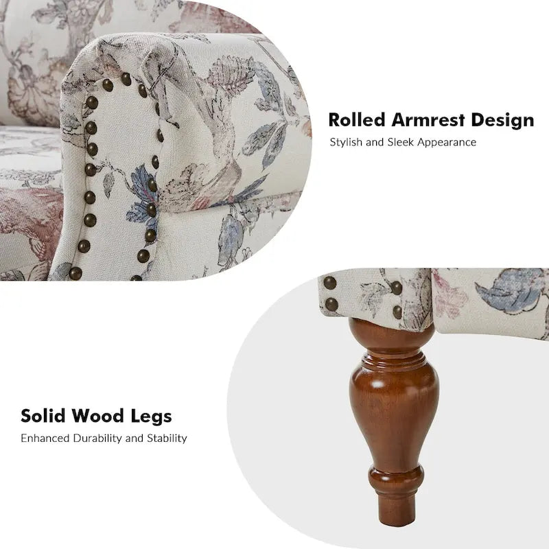 Fauteuil inclinable manuel Terri Classic à accoudoirs découpés et clous décoratifs pour salon, par HULALA HOME