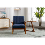 Fauteuil d'appoint capitonné en lin/PU pour salon/chambre, avec pieds en bois