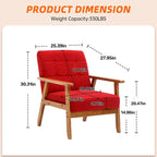 Fauteuil d'appoint capitonné en lin/PU pour salon/chambre, avec pieds en bois