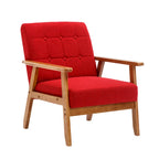 Fauteuil d'appoint capitonné en lin/PU pour salon/chambre, avec pieds en bois