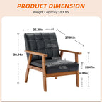 Fauteuil d'appoint capitonné en lin/PU pour salon/chambre, avec pieds en bois