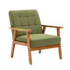 Fauteuil d'appoint capitonné en lin/PU pour salon/chambre, avec pieds en bois