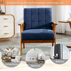 Fauteuil d'appoint capitonné en lin/PU pour salon/chambre, avec pieds en bois