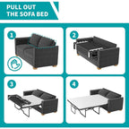 Canapé-lit gigogne moderne Mixoy, canapé-lit deux places en velours