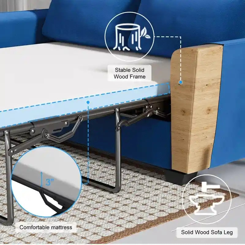 Canapé-lit gigogne moderne Mixoy, canapé-lit deux places en velours