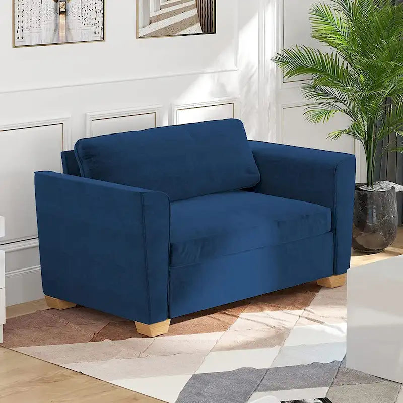 Canapé-lit gigogne moderne Mixoy, canapé-lit deux places en velours