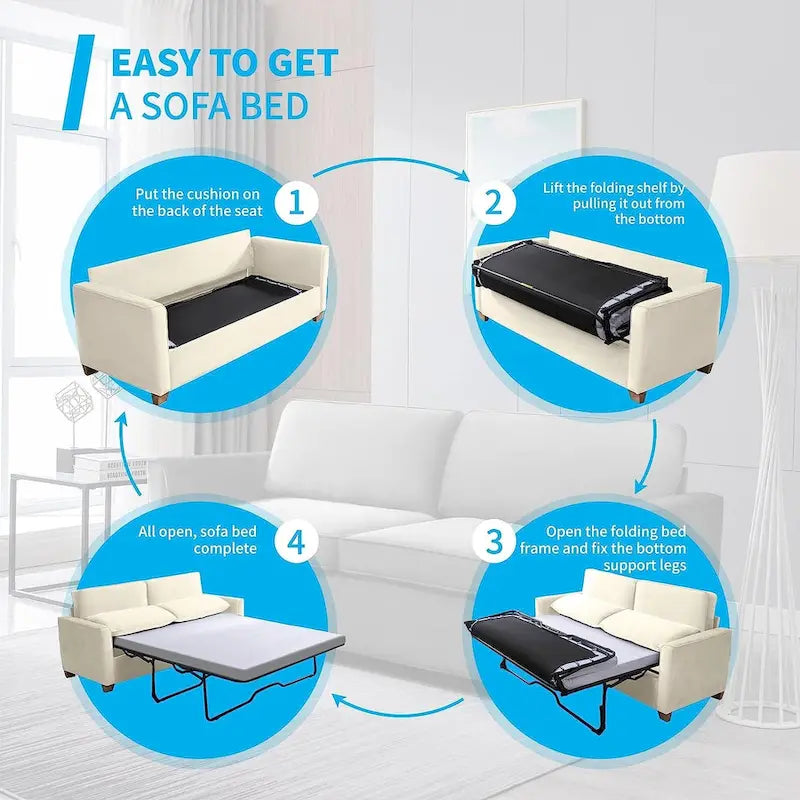 Canapé-lit gigogne moderne Mixoy, canapé-lit deux places en velours