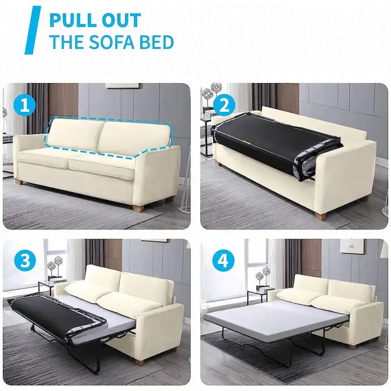 Canapé-lit gigogne moderne Mixoy, canapé-lit deux places en velours