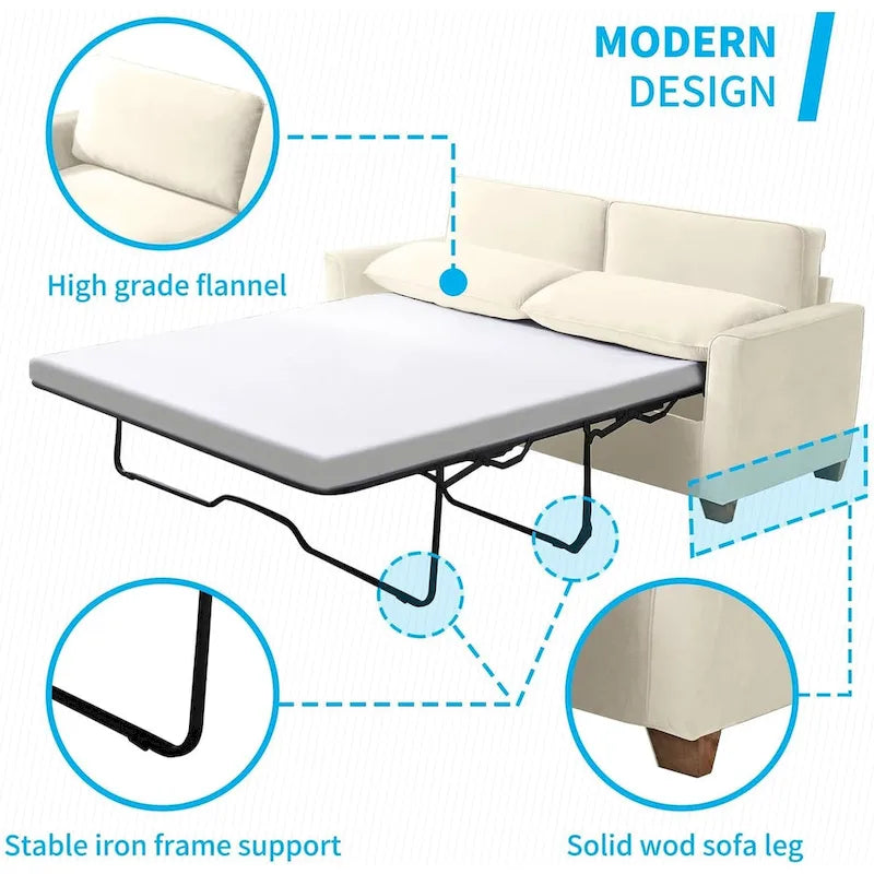 Canapé-lit gigogne moderne Mixoy, canapé-lit deux places en velours