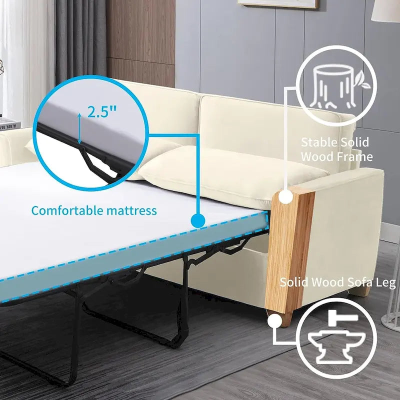 Canapé-lit gigogne moderne Mixoy, canapé-lit deux places en velours