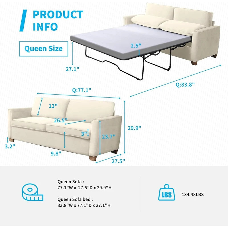 Canapé-lit gigogne moderne Mixoy, canapé-lit deux places en velours